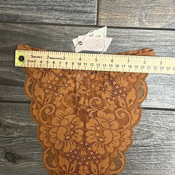 NWT Free People x WE ARE HAH Chase Me Down Panty XS X-Small Brown Sugar Lace - Picture 7 of 15
